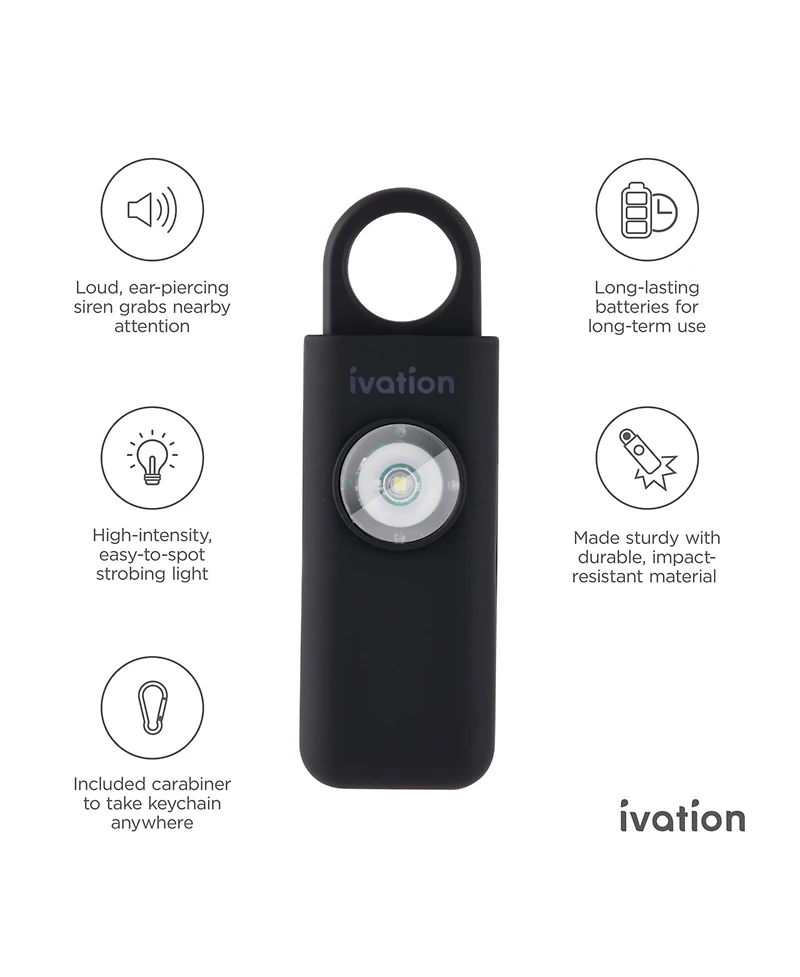 Ivation Personal Sos Keychain Alarm, Rechargeable Personal Alarm