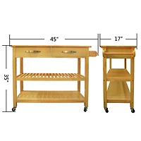 Streamdale Mobile Kitchen Island with Lockable Wheels & Wood Top