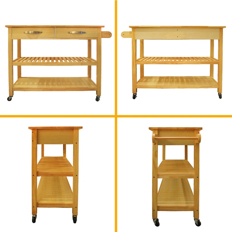 Streamdale Mobile Kitchen Island with Lockable Wheels & Wood Top
