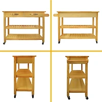 Streamdale Mobile Kitchen Island with Lockable Wheels & Wood Top