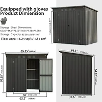 Streamdale Metal Frame Garden Shed, Lockable Door, 5.45x3.69FT, Black