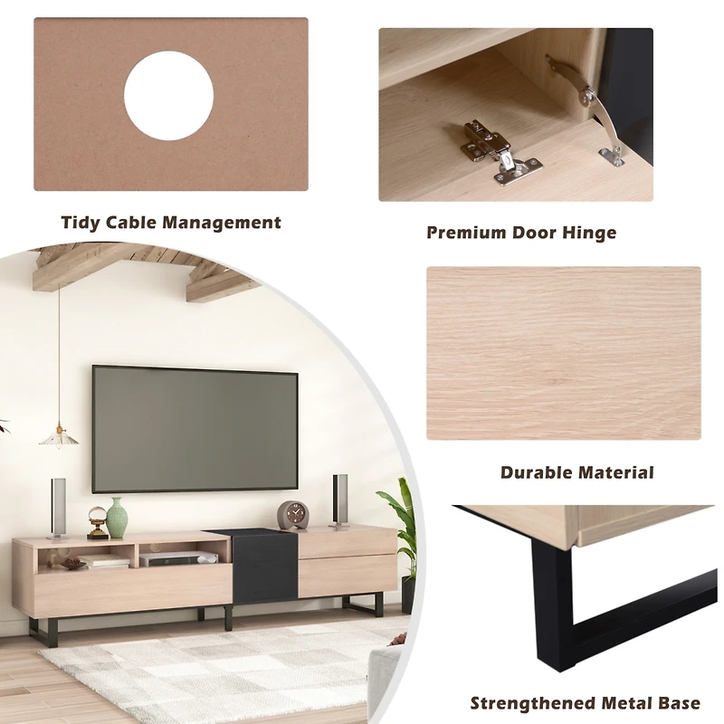 Streamdale 80" Tv Stand with Double Storage & Drop Down Door