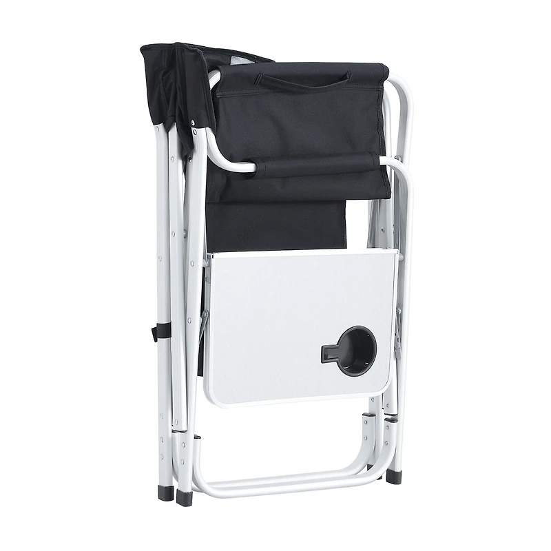 Streamdale Folding Outdoor Chair with Table & Pockets, Black/Grey