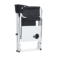 Streamdale Folding Outdoor Chair with Table & Pockets, Black/Grey