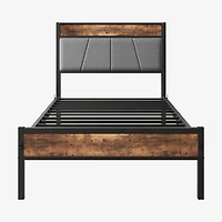 Streamdale Twin Size Bed Frame with Storage Headboard