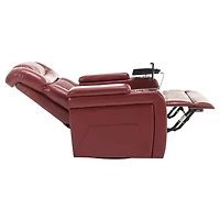 Streamdale Red Pu Leather Power Recliner with Swivel Tray & Storage