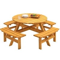 8 Person Wooden Picnic Table With Benches