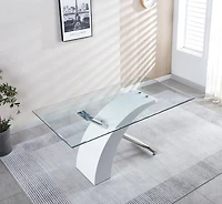 Streamdale Luxury Glass Top Dining Table - Modern Design (2 Colors)