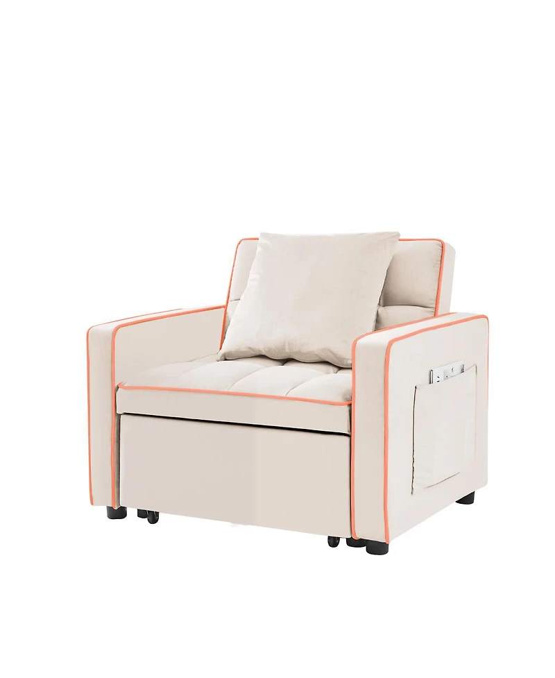 Simplie Fun 3-in-1 Creamy White Modern Chair Bed