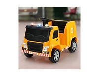 Slickblue 12V Kids Ride-on Garbage Truck with Warning Lights and 6 Recycling Accessories