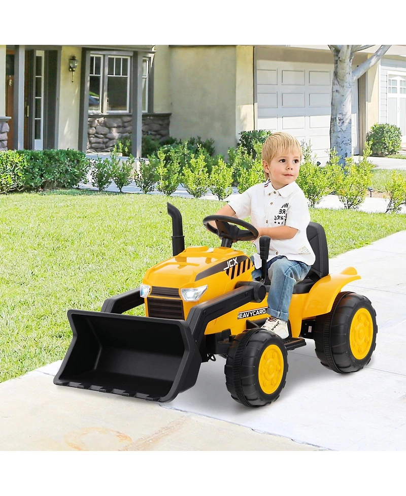 Slickblue 12V Kid's Ride on Excavator with Adjustable Digging Bucket-Yellow