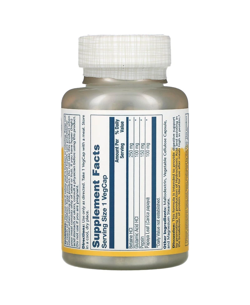 Solaray Betaine Hcl with Pepsin 250 mg