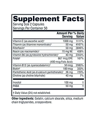 Twinlab Stress B-Complex Caps - Complete B-Complex & 1000 mg Vitamin C - Energy Support Supplement with Vitamin B12 and B6-100 Capsules (Pack of 2)