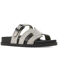 Madden Girl Women's Darling Rhinestone Embellished Footbed Slide Sandals