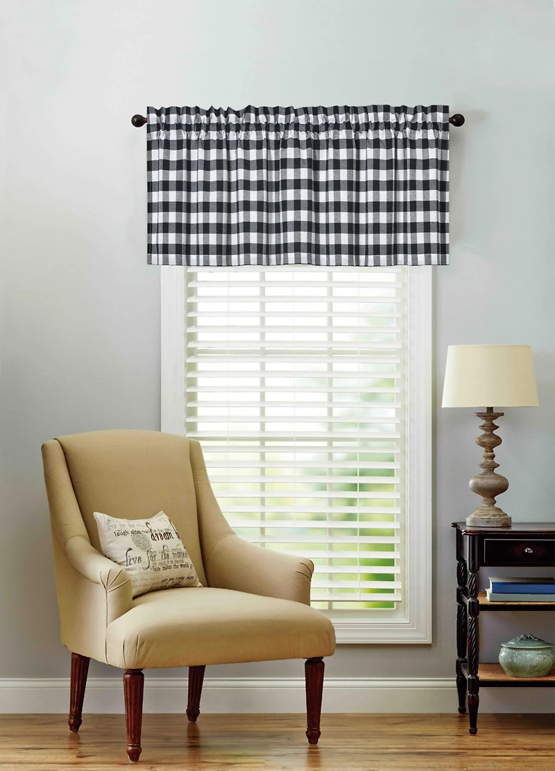 Kate Aurora Country Farmhouse Plaid Checkered Gingham 3 Pc Kitchen Curtain Tier & Valance Set
