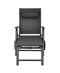 Slickblue Patio Lounge Chair with Wheels Neck Pillow Aluminum Frame Adjustable