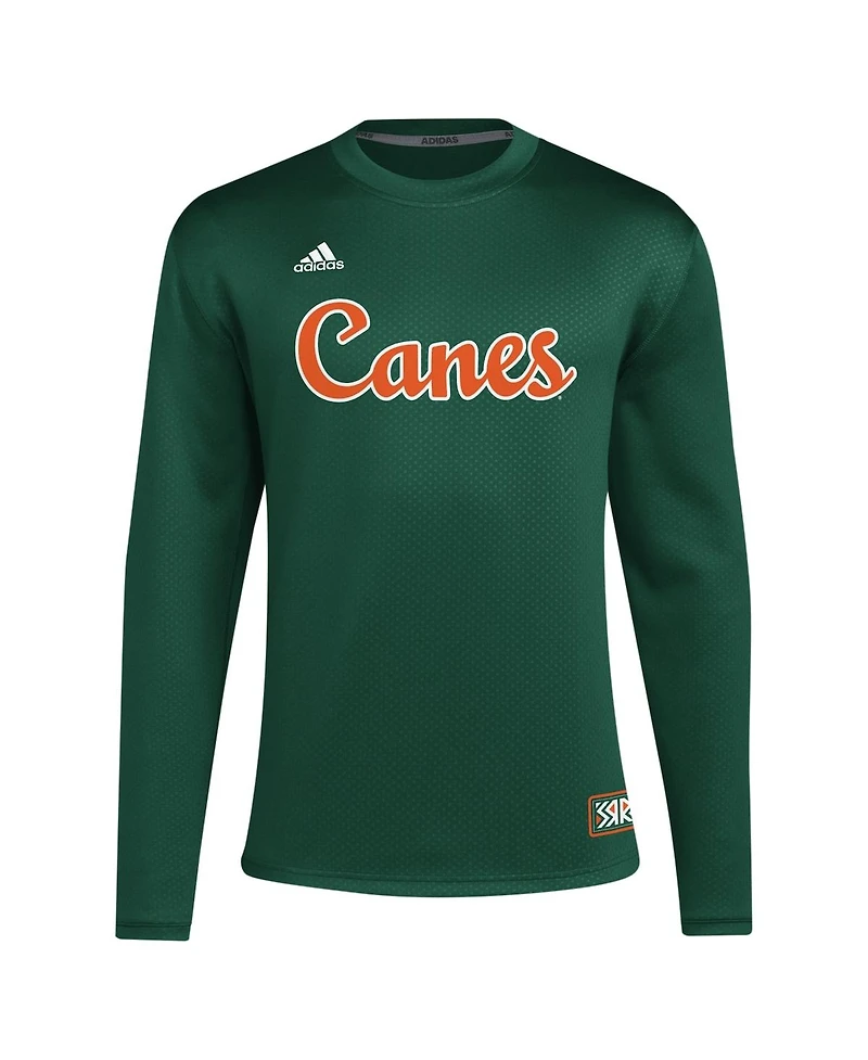 Adidas Men's Miami Hurricanes Reverse Retro Baseball Script Pullover Sweatshirt