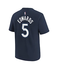 Nike Big Boys and Girls Anthony Edwards Navy Minnesota Timberwolves Icon Name Number T-Shirt