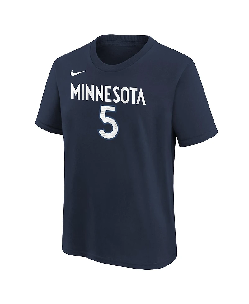 Nike Big Boys and Girls Anthony Edwards Navy Minnesota Timberwolves Icon Name Number T-Shirt