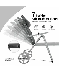 Slickblue Patio Reclining Chaise Lounge with Adjust Neck Pillow