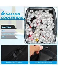 2-Person Canopy Porch Swing Padded Chair Cooler Bag Rotatable Tray Black