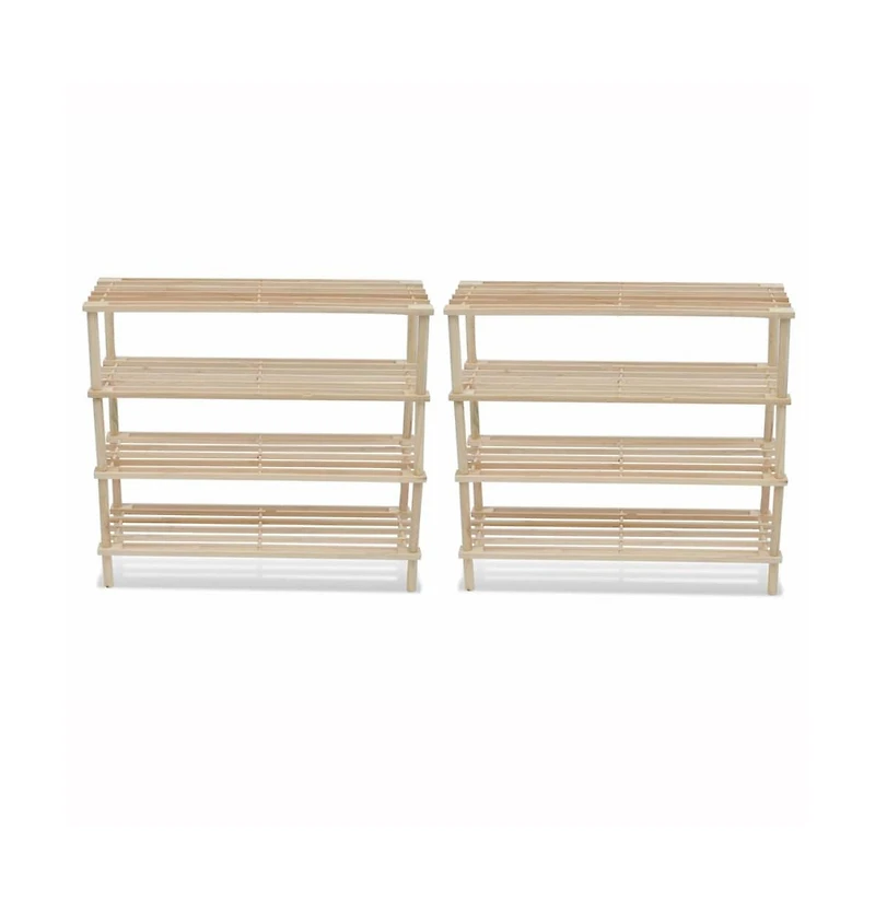 vidaXL 4-Tier Shoe Racks 2 pcs Solid Fir Wood