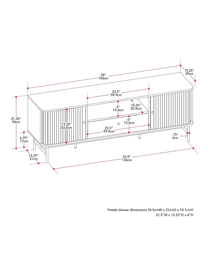 Amber & Emily Tv Stand with Sliding Doors for TVs up to 75"