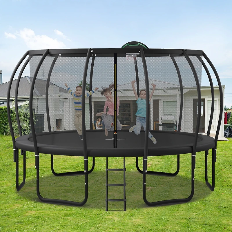 Streamdale Furniture Kids 16FT Trampoline with Safety Enclosure & Basketball Board