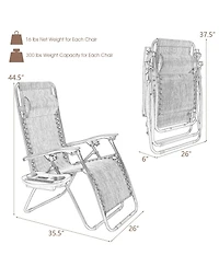 Slickblue 2 Pieces Folding Lounge Chair with Zero Gravity