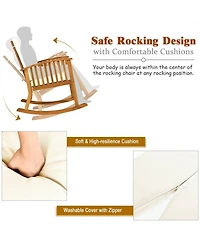 Sugift 2 Pieces Acacia Wood Patio Rocking Chair Table Set