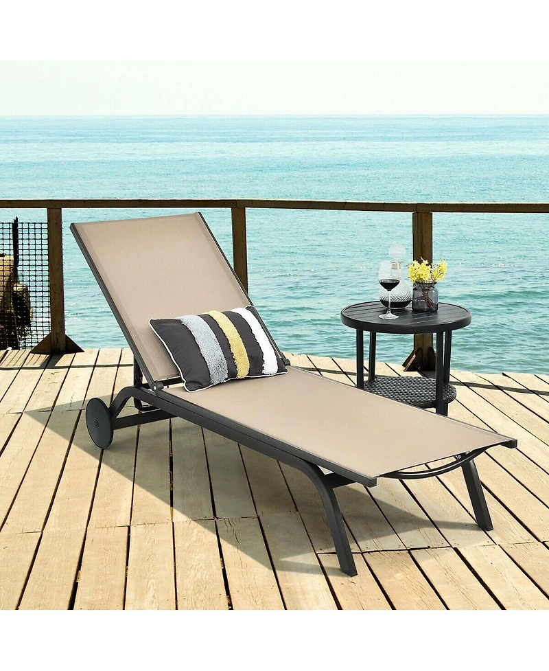 Slickblue 6-Position Adjustable Fabric Outdoor Patio Recliner Chair