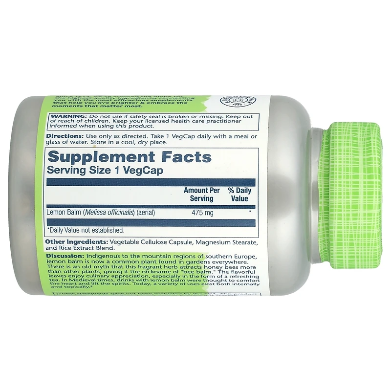 Solaray True Herbs Lemon Balm 475 mg