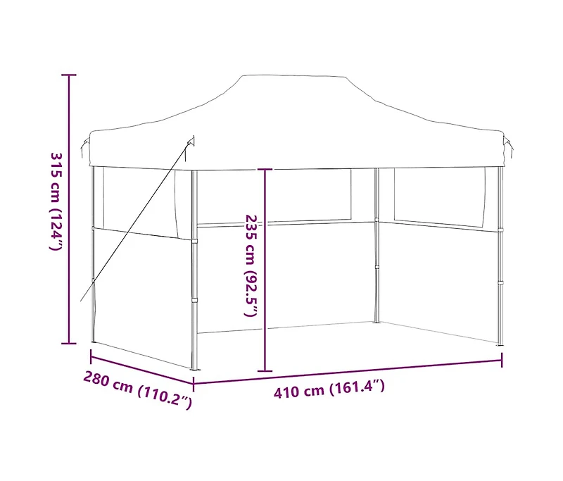 Professional Folding Party Tent with 3 Sidewalls 9.8'x13.1' Steel Anthracite