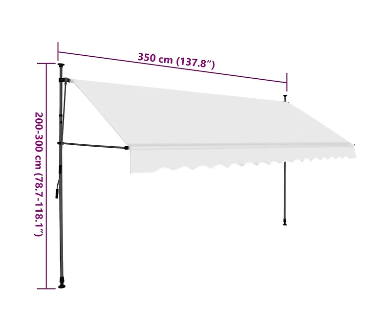 Manual Retractable Awning with Led 137.8" Cream