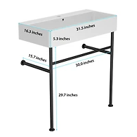 Streamdale 32" White Ceramic Sink with Black Legs