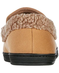 Isotoner Men's Brushed Knit or Plaid Lewis Moccasin Slipper with Fleece Lining and Memory Foam