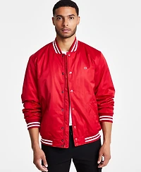 Champion Men's Classic Logo Striped-Trim Varsity Jacket