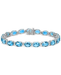 Garnet (28 ct. t.w.) & White Topaz (3/8 ct. t.w.) Oval Link Bracelet in Sterling Silver (Also in Blue Topaz, Amethyst, Peridot, & Citrine)