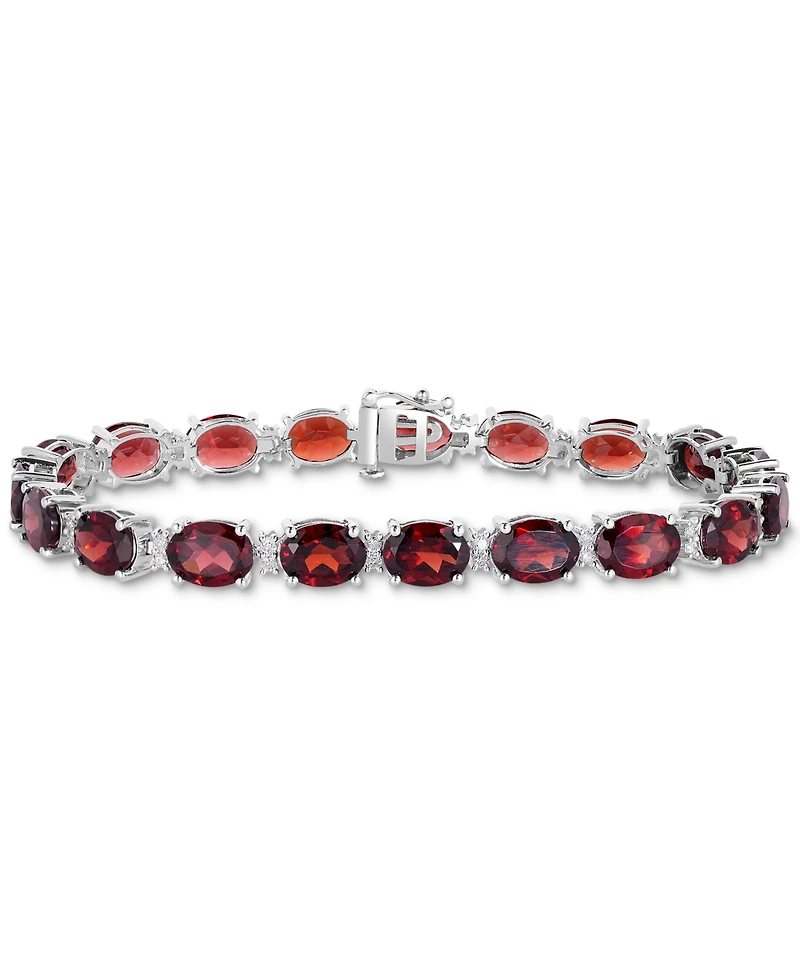 Garnet (28 ct. t.w.) & White Topaz (3/8 Oval Link Bracelet Sterling Silver (Also Blue Topaz, Amethyst, Peridot, Citrine)