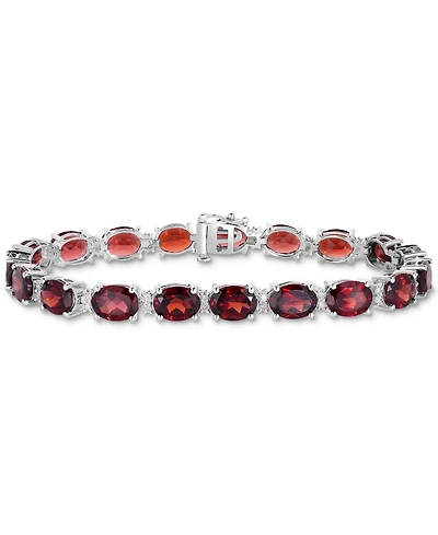 Garnet (28 ct. t.w.) & White Topaz (3/8 Oval Link Bracelet Sterling Silver (Also Blue Topaz, Amethyst, Peridot, Citrine)