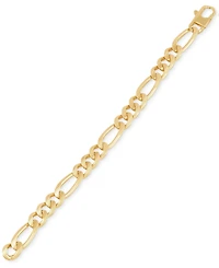 Italian Silver Men's Figaro Link Chain Bracelet in 18K Gold-Plated Sterling Silver
