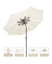 9ft Solar Led Patio Umbrella Outdoor Yard Parasol Pool Sunshade Tilt with Crank