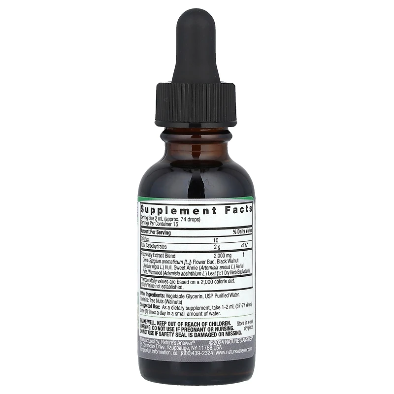 Nature's Answer Black Walnut & Wormwood Fluid Extract Alcohol-Free