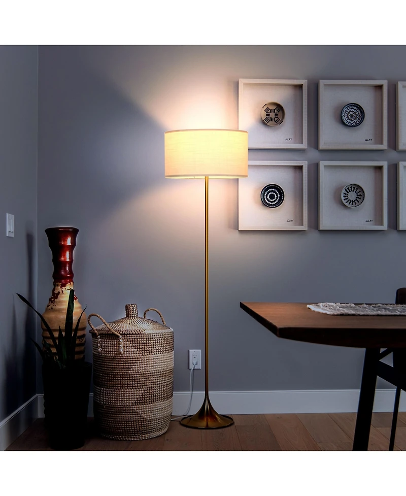 Quinn 60" Led Floor Lamp with Fabric Drum Shade