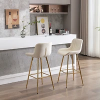 Streamdale Golden Velvet Bar Stools with Chrome Footrest
