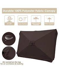 Yescom 10x6.5ft Rectangle Aluminum Outdoor Patio Umbrella Sunshade Crank Tilt Garden Dark Coffee