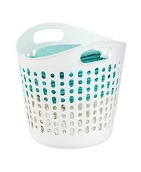 Iris Usa Laundry Basket 40L Durable and Flexible, Portable Round Bin, 1.15 Bushel Hamper for Storage with Ventilation Holes for Closet Dorm, White