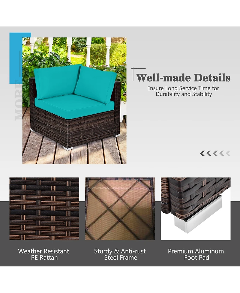 8PCS Patio Rattan Furniture Set Fire Pit Table Tank Holder Cover Deck