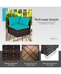 8PCS Patio Rattan Furniture Set Fire Pit Table Tank Holder Cover Deck