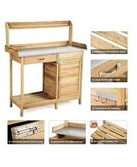 Slickblue Outdoor Garden Wooden Work Station Potting Bench